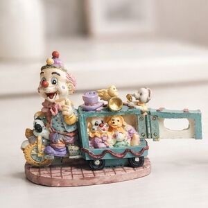 Vintage Circus Hobo Clown on Bicycle Figurine-Hinged Door with Hidden Mice Surpr